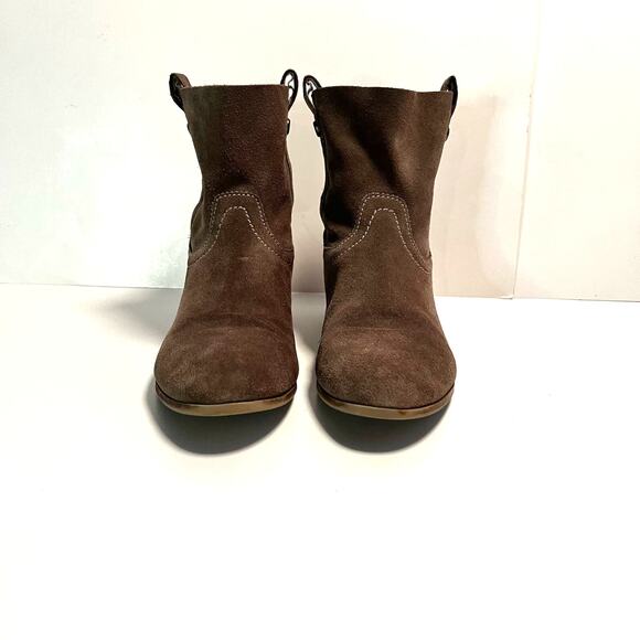 Frye & Co Boot Size 8.5 Sarah Shortie Suede Leather Tan - Picture 4 of 9